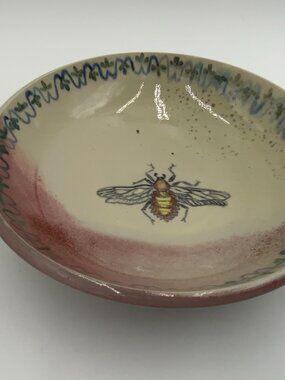 Stamped HWG Hamilton Williams Gallery Accent Bowl 8 1/4" D Bumblebee Design